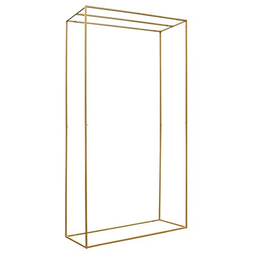 Metall-Ballonbogen-Kit Hochzeitsbogen Gold Traubogen Gebogene Bögen 280x162x55cm Rechteck Ballonbogen Hochzeit Girlande Stand Ring Kulissenständer Dekoration Rahmen für Hochzeit Geburtstag Party von lousriyy