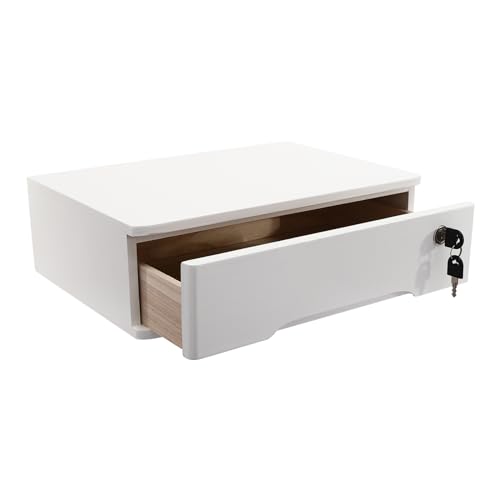 Schreibtisch-Aufbewahrungsbox mit Schloss, Holz-Aufbewahrungsset 1 Schublade aus Holz Organizer Aufbewahrungslösung 40 * 28 * 12cm Aufbewahrungskiste Schubladen-Organizer für Büro (Weiß) von lousriyy