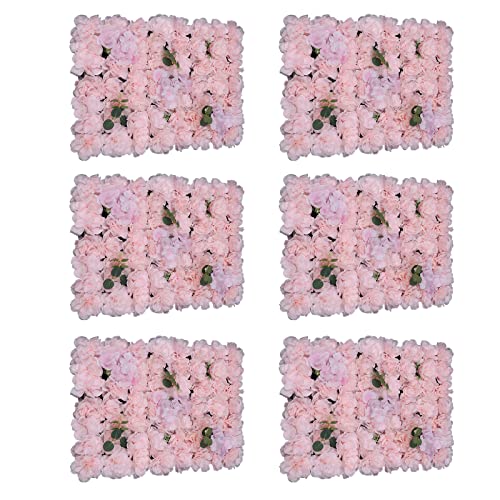 lousriyy 6 Stück Blumenwand Kunstblumen Blumenwandpaneel 60x40cm Künstliche Blumengestecke Dekoblumen Seidenblumen Gesteck Blumenhintergrund Dekoration für Hochzeits (Hellrosa) von lousriyy