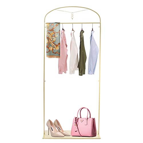 lousriyy Kleiderständer Metall Garderobenständer 230cm Hoch Kleiderstand Multifunktionale Kleiderstange Schwerlast Eckgarderobe Gold Runde Rohr Kleidung Rack für Boutiquen Schlafzimmer von lousriyy