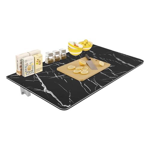 lousriyy Wandmontage Schreibtisch Klappbar Wandschreibtisch 80 * 50cm Wandtisch Klappbarer Küchentisch Klappschreibtisch Platzsparendes MDF Klapptisch für Wohnzimmer Kinderzimmer, Schwarz von lousriyy
