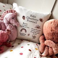 Neues Baby Geschenk, Personalisiertes Geburt Stats Kissen, Kinderzimmer Geburtsanzeige, Shower Andenken von lovedbyjacob