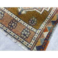 Boho Mini Teppich 1, 5x2, 9 Ft, Handgeknüpfter Vintage Teppich, Kleine Fußmatte Oushak Braun, Kleiner Handgewebter Perserteppich, 48x91 cm von lovekilimrug