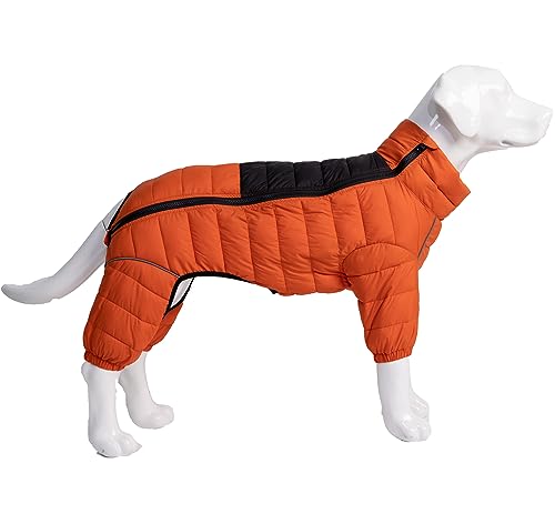 Hundemantel, warme Hundejacke, 4 Beine bedeckt, wasserdicht, Winddicht, reflektierende, warme Hundeweste, Hundeschneejacke für kleine, mittlere und große Hunde.Orange L von lovelonglong