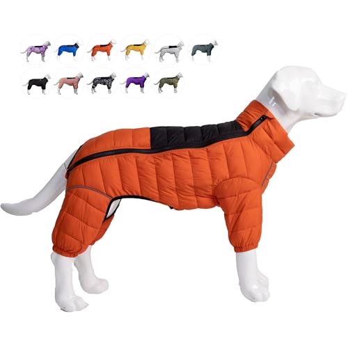 Hundemantel, warme Hundejacke, 4 Beine bedeckt, wasserdicht, Winddicht, reflektierende, warme Hundeweste, Hundeschneejacke für kleine, mittlere und große Hunde.Orange S von lovelonglong