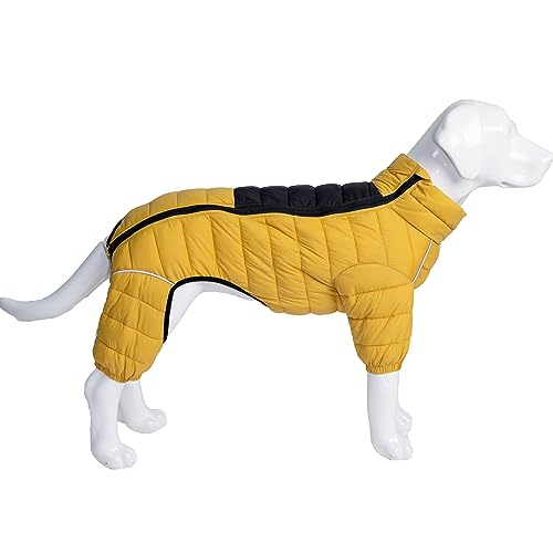 Dog Coat Dog Warm Jacket, 4 Legs Covered Waterproof Windproof Reflective Warm Dog Vest, Zippered Adjustable Outdoor Dog Snow Jacket for Small Medium Large Dogs Yellow S von lovelonglong