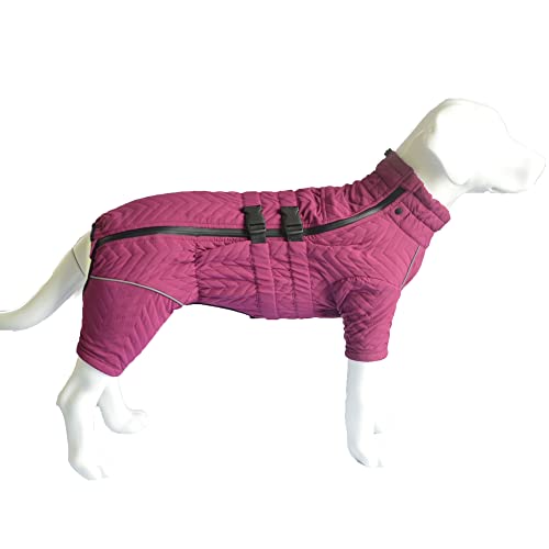 Hundemantel für den Winter, 4 Beine Bedeckter Winddichter Wasserdichter Reflektierender Hundemantel, Atmungsaktive warme Hundekleidung zum Skaten im Freien, Gehen Purple 3XL von lovelonglong