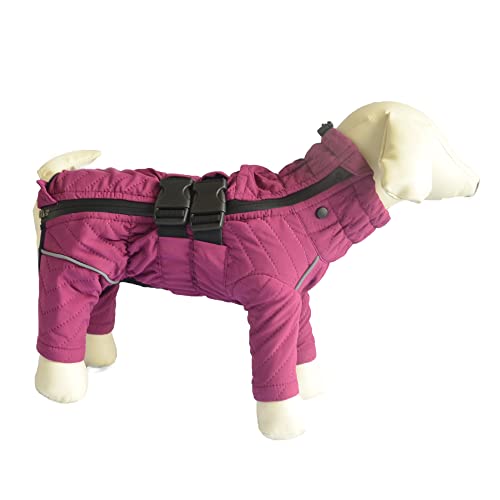 Hundemantel für den Winter, 4 Beine Bedeckter Winddichter Wasserdichter Reflektierender Hundemantel, Atmungsaktive warme Hundekleidung zum Skaten im Freien, Gehen Purple L von lovelonglong