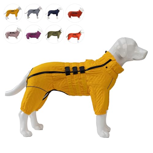 Warmer Hundemantel, doppellagige Hundeweste, Vier Beine bedeckt, Winddicht, wasserdicht, reflektierende warme Hundeweste, Outdoor-Schlittschuhkostüm für kleine, mittlere und große Hunde. Yellow XL Warmer Hundemantel, doppellagige Hundeweste, Vier Beine bedeckt, Winddicht, wasserdicht, reflektierende warme Hundeweste, Outdoor-Schlittschuhkostüm für kleine, mittlere und große Hunde. Yellow XL von lovelonglong