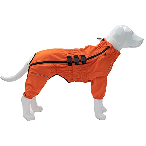 wasserdichte Hundejacke, leichte reflektierende Sicherheits-Hunderegenjacke, Winddichte und schneesichere Hundeweste für kleine, mittelgroße und große Hunde. Orange M von lovelonglong