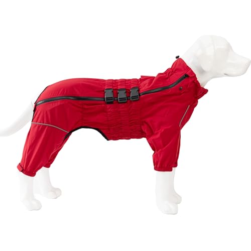 wasserdichte Hundejacke, leichte reflektierende Sicherheits-Hunderegenjacke, Winddichte und schneesichere Hundeweste für kleine, mittelgroße und große Hunde. Red XXL von lovelonglong