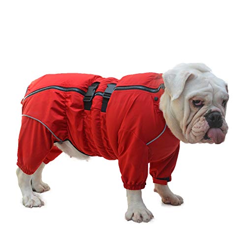 wasserdichte Hundejacke, leichte reflektierende Sicherheits-Hunderegenjacke, Winddichte und schneesichere Hundeweste für Bulldoggen Red B-L von lovelonglong