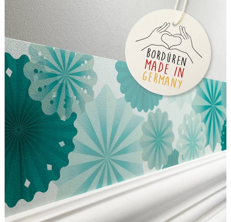 lovely label Bordüre Rosetten mint - Wanddeko Kinderzimmer, selbstklebend von lovely label