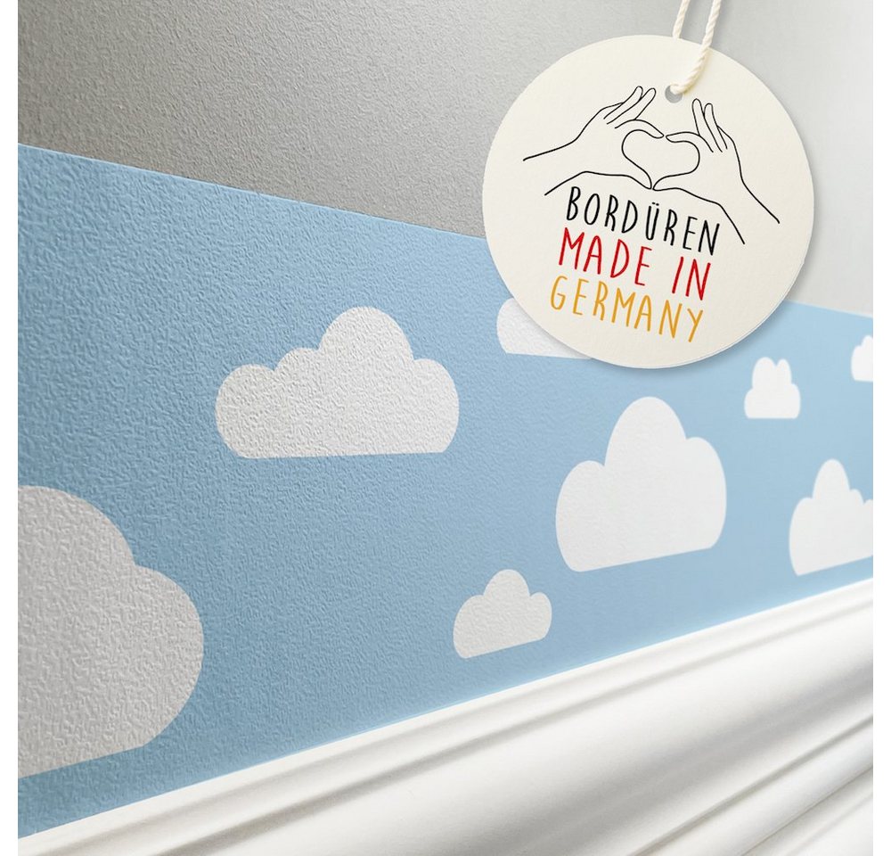 lovely label Bordüre Wolken blau - Wanddeko Kinderzimmer, selbstklebend von lovely label