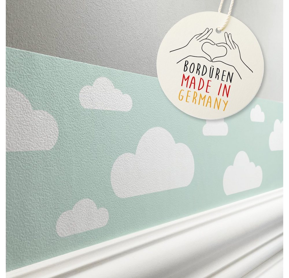 lovely label Bordüre Wolken mint - Wanddeko Kinderzimmer, selbstklebend von lovely label