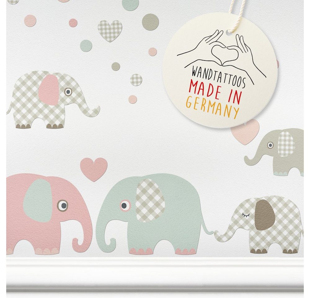 lovely label Wandsticker Elefanten taupe/mint - Wandtattoo Kinderzimmer Baby von lovely label