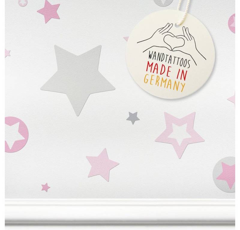 lovely label Wandsticker Sterne grau/rosa - Wandtattoo Kinderzimmer Mädchen von lovely label