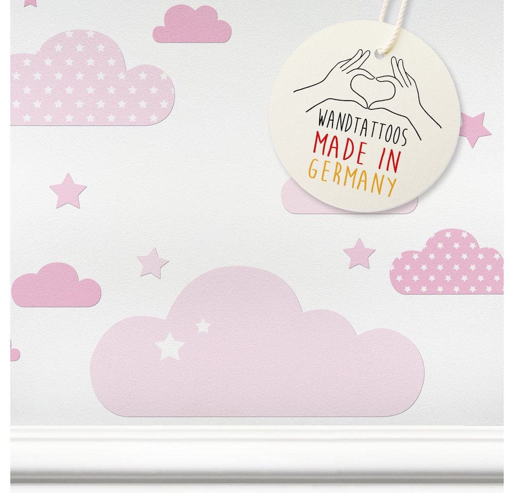 lovely label Wandsticker Wolken rosa - Wandtattoo Kinderzimmer Baby Mädchen von lovely label