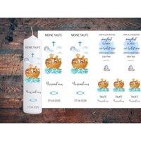Taufkerze | Junge Taufe Personalisiert | Arche Noah Kerzentattoos Kerzenfolie Wasserschiebefolie Kerzensticker Dina4 von lovelygiftsbyliz