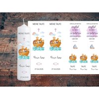 Taufkerze | Mädchen Taufe Personalisiert | Arche Noah Kerzentattoos Kerzenfolie Wasserschiebefolie Kerzensticker Dina4 von lovelygiftsbyliz