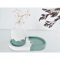 Je Set Dekotablett Mit Vase, Ovale Schmuckschale, Geriffelte Vase Für Trockenblumen, Geschenkset, Dekoset, Handbemalt Je Set Dekotablett Mit Vase, Ovale Schmuckschale, Geriffelte Vase Für Trockenblumen, Geschenkset, Dekoset, Handbemalt von lovelymadewithlove