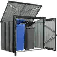 lovingHome® 2er Mülltonnenbox mit aufklappbaren Dach mit Schloss anthrazit von lovingHome®