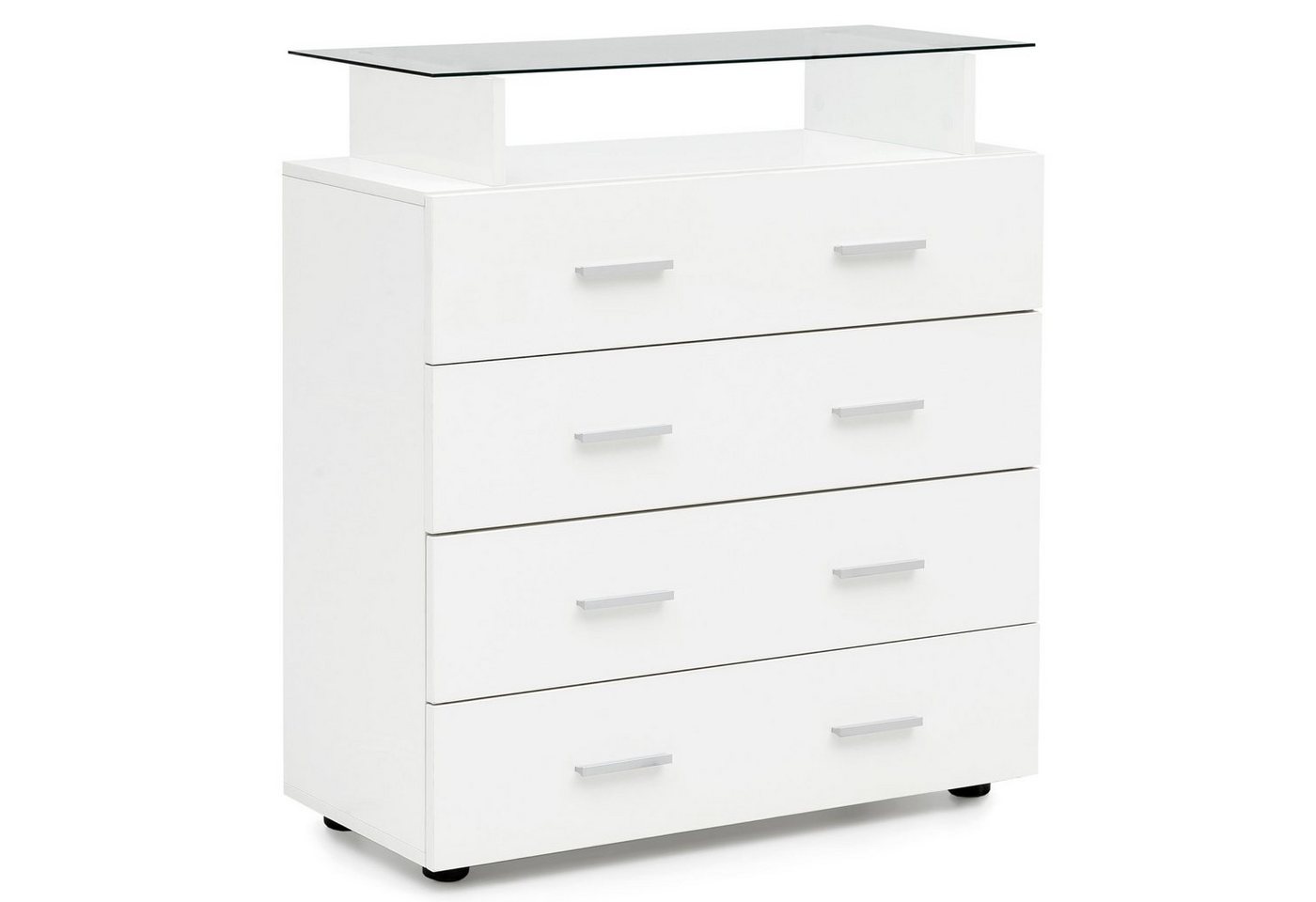 lovingHome® Highboard Kommode 4 Schubladen Sideboard Highboard weiß hochglanz 76x84x35 cm (1 Stück) von lovingHome®