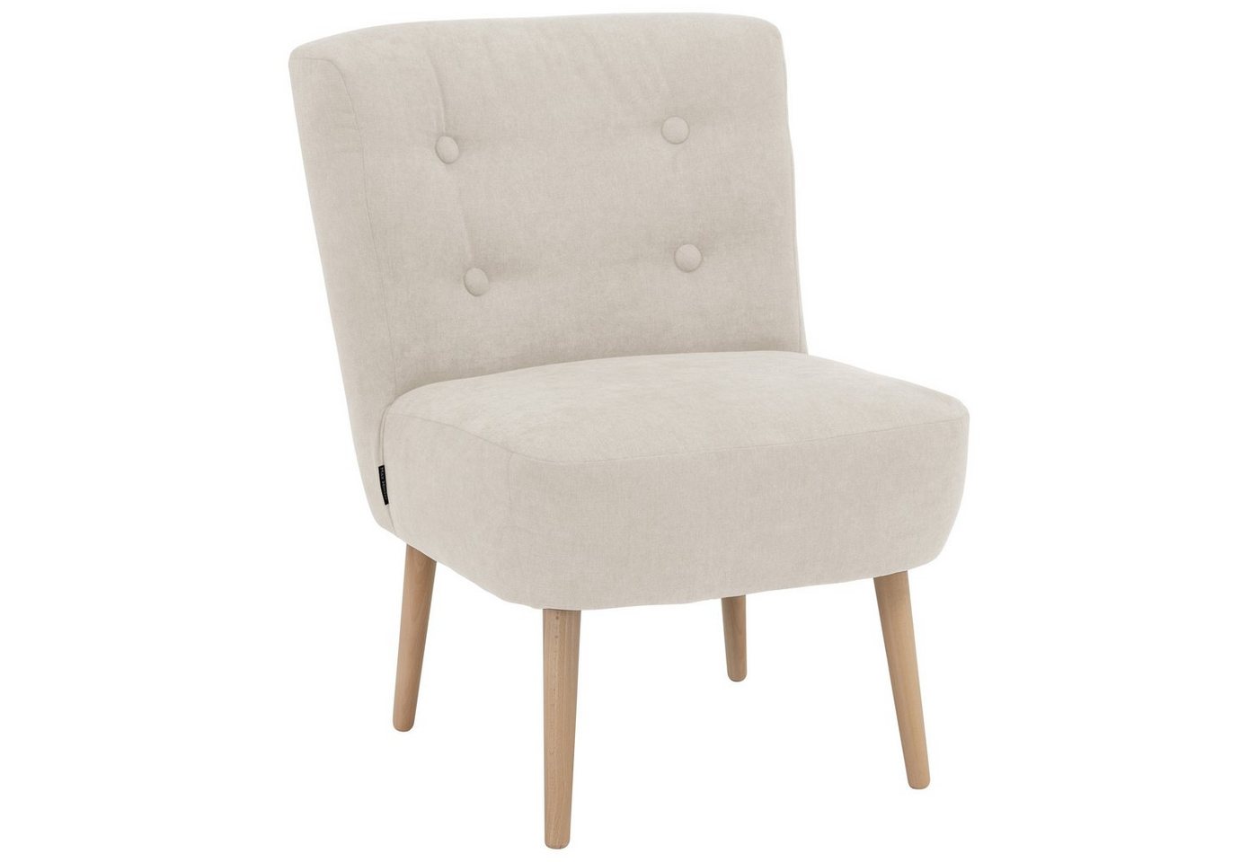 lovingHome® Sessel Sessel Fiola Velours beige mit mittlerer Sitzhärte (1 Stück), Zierknöpfe im Rücken von lovingHome®