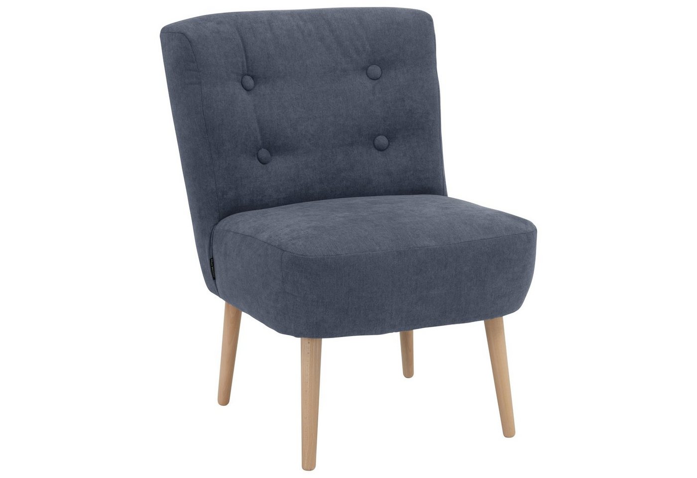 lovingHome® Sessel Sessel Fiola Velours blau mit mittlerer Sitzhärte (1 Stück), Zierknöpfe im Rücken von lovingHome®