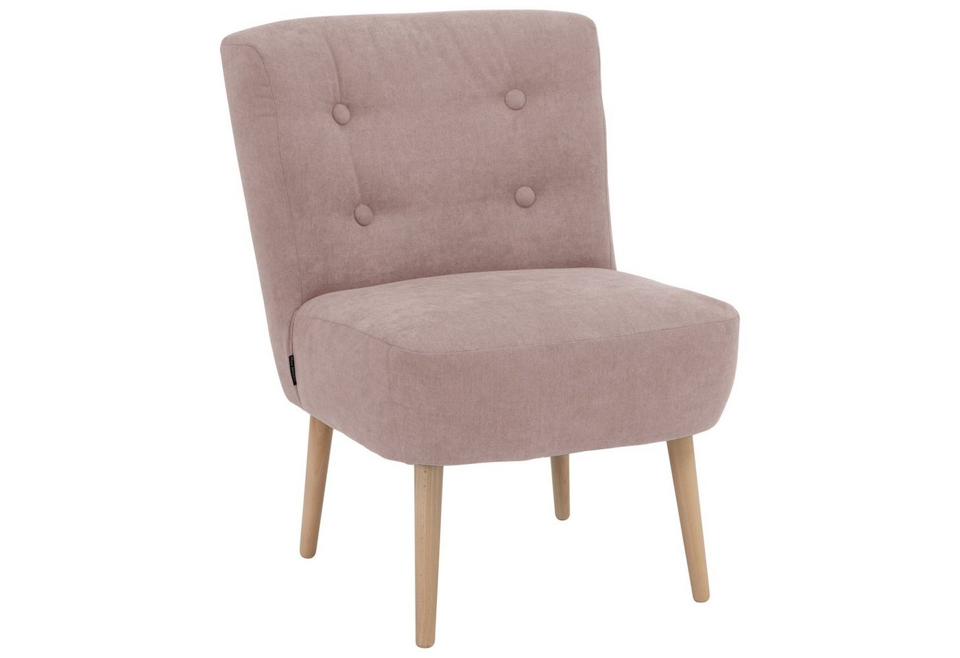 lovingHome® Sessel Sessel Fiola Velours rosé mit mittlerer Sitzhärte (1 Stück), Zierknöpfe im Rücken von lovingHome®