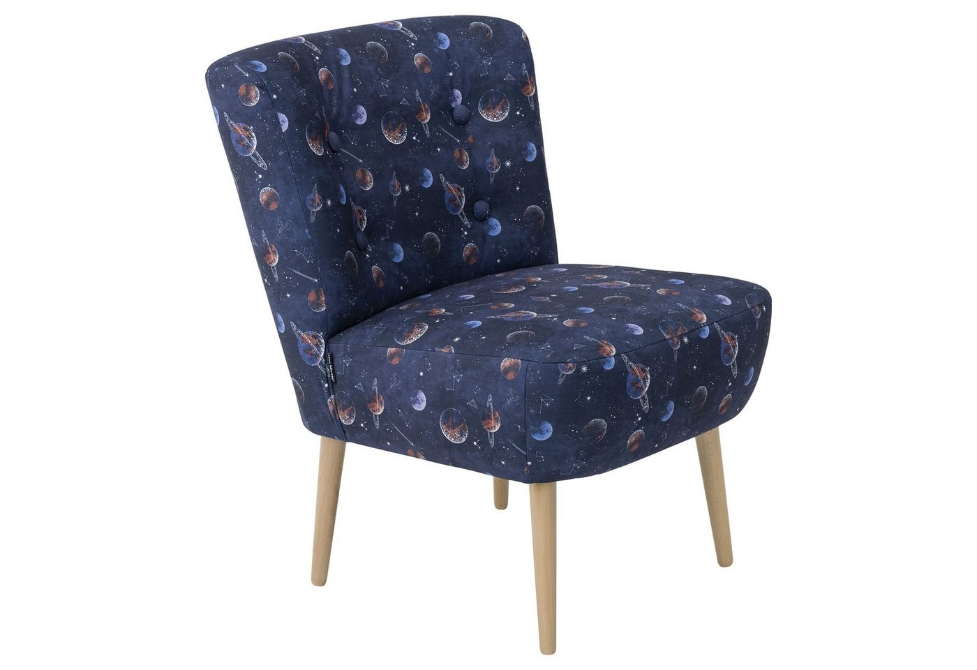 lovingHome® Sessel Sessel Fiola Weltraum-Motiv mit mittlerer Sitzhärte (1 Stück), Zierknöpfe im Rücken von lovingHome®