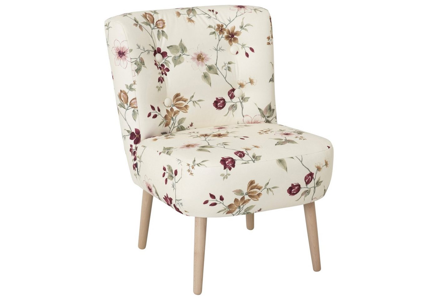 lovingHome® Sessel Sessel Fiola floral Blume mit mittlerer Sitzhärte (1 Stück), Zierknöpfe im Rücken von lovingHome®