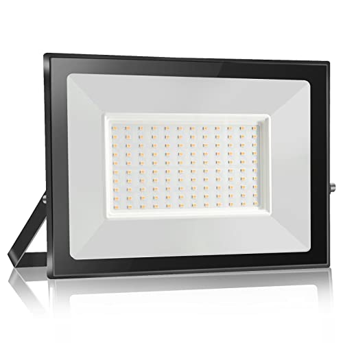 loyal 100W LED Strahler Außen 10000LM, 3000K Warmweiß LED Fluter Flutlicht, IP65 wasserdicht Industriestrahler, Superhell LED Scheiwerfer, LED Außenstrahler für Garten Garage Sportplatz von loyal