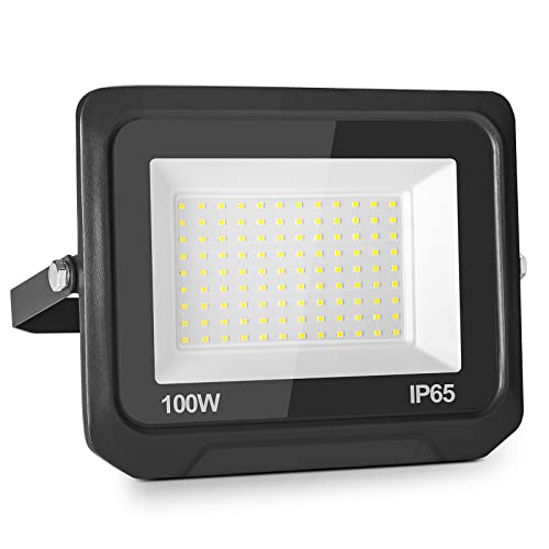 loyal 100W LED Strahler Außen 6000K Kaltweiß, Superhell 120° Ausleuchtung 10000LM LED Außenstrahler, Hochwertiger Aluminium-Druckguss, IP65 Wasserdicht LED Scheiwerfer für Gärten Garage Hinterhof Flur von loyal