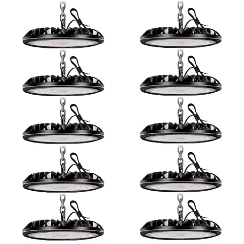 loyal 10er 300W LED Hallenstrahler, 30000LM UFO LED Werkstattlampe 6000K Kaltweiß, IP65 Wasserdicht LED Hallenbeleuchtung, 120° Abstrahlwinkel LED High Bay Licht für Industrie Werkstatt von loyal