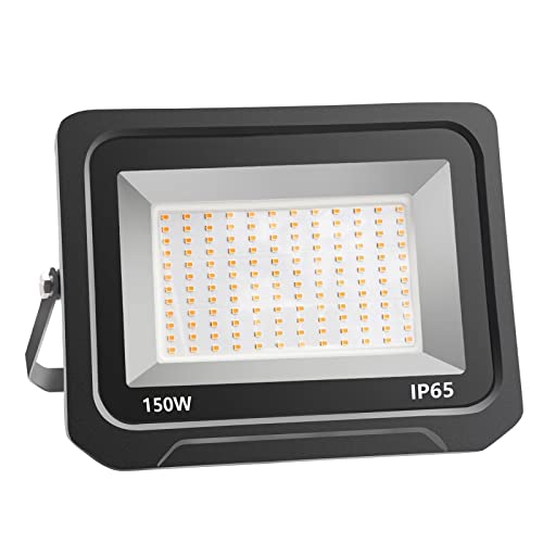 loyal 150W 15000LM LED Strahler Außen, 3000K Warmweiß LED Fluter Flutlicht, IP65 Wasserdicht LED Außenstrahler, Superhell Innen- und Außenleuchten LED für Gärten Garage Hinterhof Flur von loyal