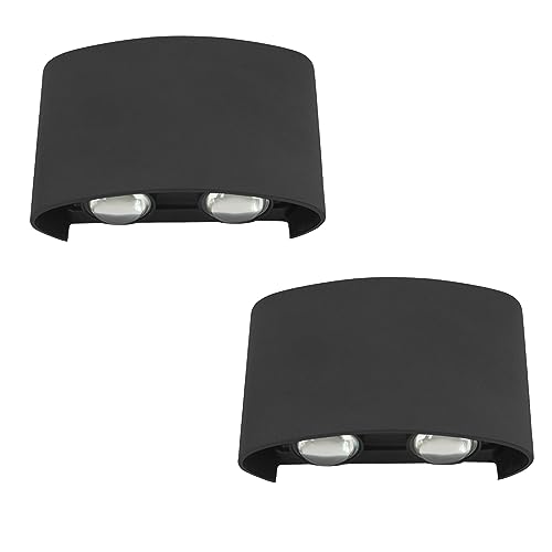 loyal 2 Stück 2W LED Außenlampe black Wandlampe Innen/Außen 3000K Wandlampe Innen LED Warmweiß Rechteckig Einstellbarer Abstrahlwinkel Wandlampe IP65 von loyal