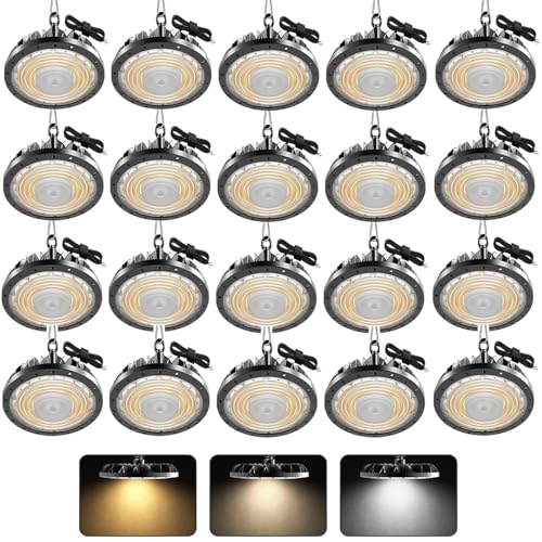 loyal 20er 300W 30000LM LED Hallenstrahler, 6000K/3000K/4000K Variables UFO LED Werkstattlampe per Schalter, IP65 Wasserdicht High Bay Licht, LED Hallenbeleuchtung für Werkstatt, Industrial, Fabrik von loyal