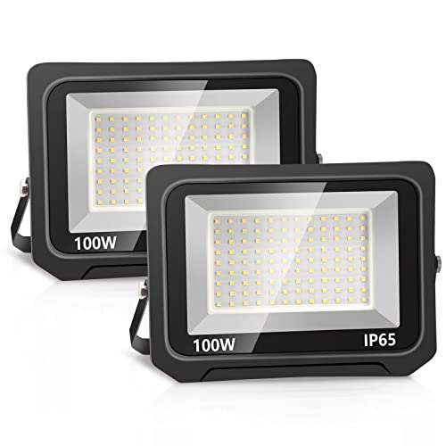 Loyal 2er 100W 10000LM LED Strahler Außen, 3000K Warmweiß Fluter, IP65 Wasserdicht Außenstrahler, Superhell Innen- und Außenleuchten für Gärten Garage Hinterhof Flur von loyal