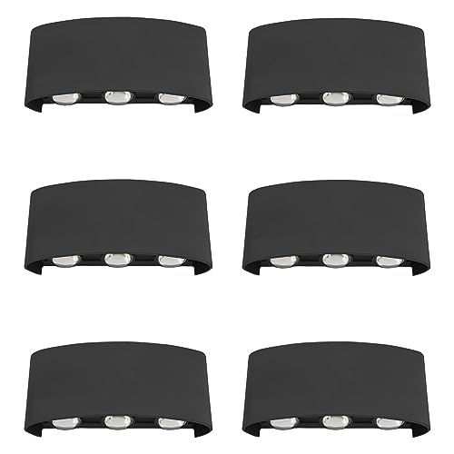 loyal 6 Stück 3W LED Außenlampe black Wandlampe Innen/Außen 3000K Wandlampe Innen LED Warmweiß Rechteckig Einstellbarer Abstrahlwinkel Wandlampe IP65 von loyal