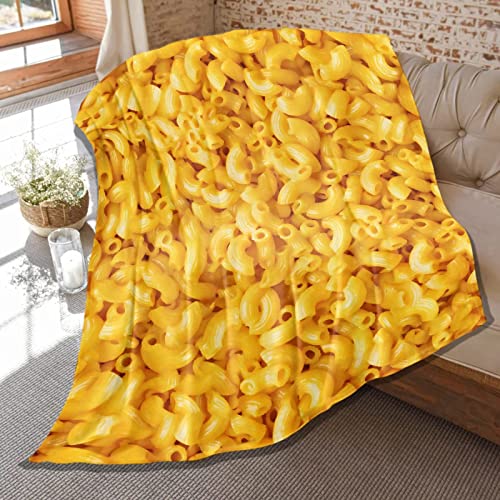 Decke 150x200 cm Gelbe Makkaroni Kuschelige Wolldecke Flauschig Weich Warm Plüsch Wohndecke 3D Tagesdecke Decke für Bett Dicke Decke Sofa Wohndecke Geschenke für Frauen Männer (150X200 cm) von loyaltyer