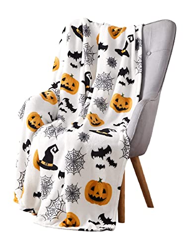 Decke 150x200 cm Halloween-KüRbis-Fledermaus Kuschelige Wolldecke Flauschig Weich Warm Plüsch Wohndecke 3D Tagesdecke Decke für Bett Dicke Decke Sofa Wohndecke Geschenke für Frauen Männer (150X200 cm) von loyaltyer