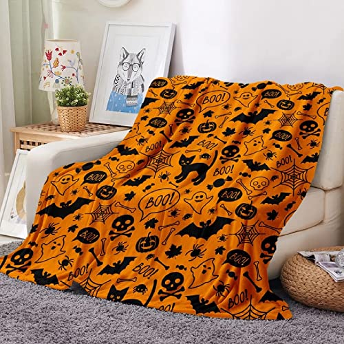 Kuscheldeckem Halloween-Orangenkatze Warme Kuscheldecken Weich Gemütlich Sanft Flanell Fleecedecke Tagesdecke Sofadecke Bett Sofa überwurfdecke Personalisierte Geschenke, Große Decke 220x240 cm von loyaltyer