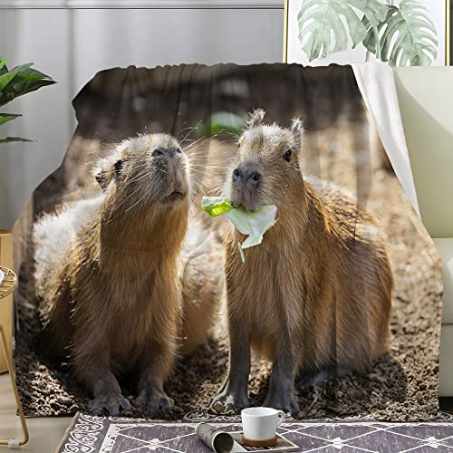 loyaltyer Kuscheldecke Gelbes Capybara Gewichtsdecke Flauschig Weich und Warme Flanell Decke in Microfaser TV-Decken Sofadecke Wohndecke Picknickdecke, Langlebig Kinder Erwachsener Decke (130X150 cm) von loyaltyer