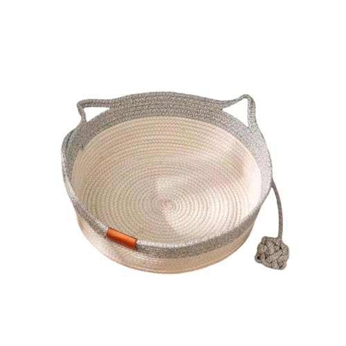 loyimioo Gemütlicher Katzenbettkorb mit Katzenohr Design Weiche Plüsch Haustiercouch Geräumig und Langlebig (Grau) von loyimioo