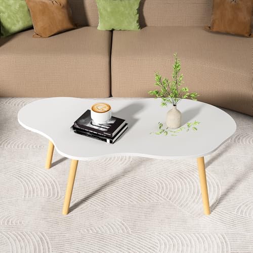 loyliawa Couchtisch, Couchtische für Wohnzimmer, kleiner Couchtisch, Mitte des Jahrhunderts, moderner Teetisch, Wohnzimmerzentrum, minimalistischer Ausstellungs-Couchtisch mit Wolkenform (Weiß, 80 cm) von loyliawa
