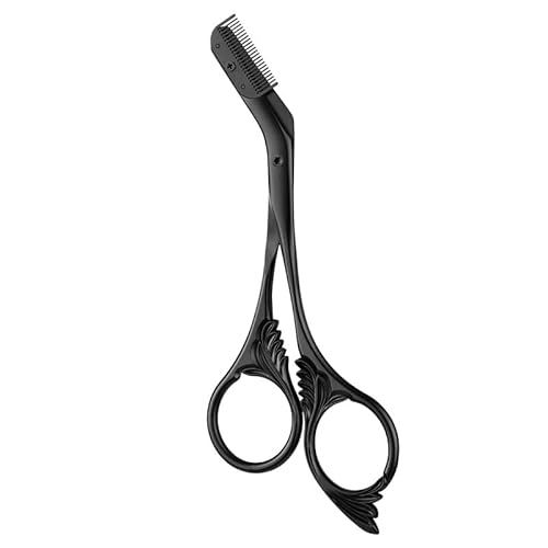lrgnixs 1x Augenbrauenschere + 1x A101 Augenbrauenpinsel + 1x A102 Eyeliner Pinsel - Präzisionsschere zum Schneiden von Wimpern & Augenbrauen für Damen & Herren - Inkl. Zubehör von lrgnixs