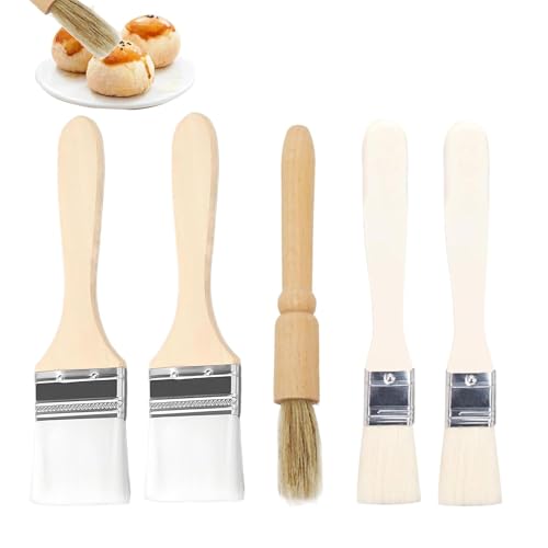 lrgnixs Backpinsel, 5-teiliges Holz-Kochpinsel-Set zum Backen, Grillen, lebensmittelechter Backpinsel zum Auftragen von Ölen, Glasuren, Milch und Eigelb, Ölpinsel zum Kochen, Gebäck, BBQ lrgnixs Backpinsel, 5-teiliges Holz-Kochpinsel-Set zum Backen, Grillen, lebensmittelechter Backpinsel zum Auftragen von Ölen, Glasuren, Milch und Eigelb, Ölpinsel zum Kochen, Gebäck, BBQ von lrgnixs