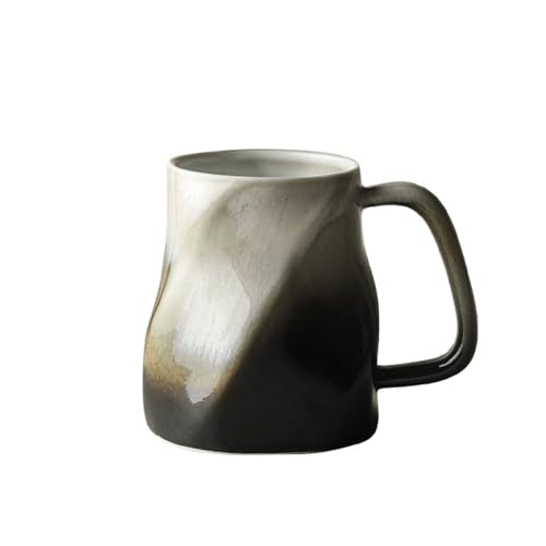 15,35 oz große Keramik-Kaffeetasse – einzigartige handgefertigte Teetasse for Büro und Zuhause(Black) von lskdnrufh