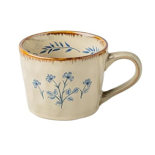 385 ml große Kaffeetasse aus Keramik mit Henkel, handbemalte große Tasse mit Vintage-Blumenmuster, großer Tee for Büro und Zuhause 385 ml große Kaffeetasse aus Keramik mit Henkel, handbemalte große Tasse mit Vintage-Blumenmuster, großer Tee for Büro und Zuhause von lskdnrufh